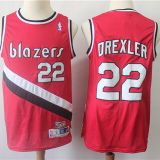 Blazers 22 Clyde Drexler Red Hardwood Classics Swingman Jersey