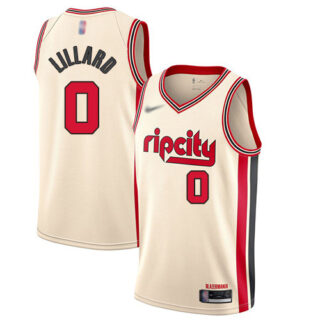 Blazers #0 Damian Lillard Cream Basketball Swingman City Edition 2019 20 Jersey