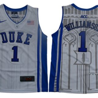 Blue Devils #1 Zion Williamson White Blue Basketball Elite Stitched Youth College Jersey