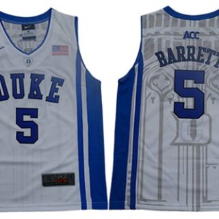 Blue Devils #5 R.J. Barrett White Blue Basketball Elite Stitched Youth College Jersey