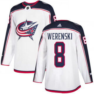 Blue Jackets #8 Zach Werenski White Road Authentic Stitched Hockey Jersey