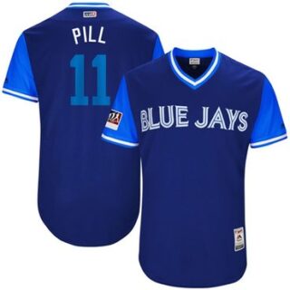 Blue Jays #11 Kevin Pillar Light Blue Pill Players Weekend Authentic Stitched MLB Jersey