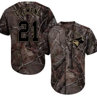 Blue Jays #21 Roger Clemens Camo Realtree Collection Cool Base Stitched Youth Baseball Jersey