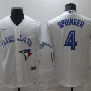 Blue Jays 4 George Springer White 2020 Nike Cool Base Jersey