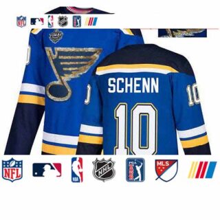 Blues #10 Brayden Schenn Blue Home Authentic Fashion Gold Stanley Cup Final Bound Stitched Hockey Jersey