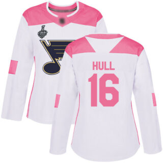 Blues #16 Brett Hull White Pink Authentic Fashion Stanley Cup Final Bound Women's Stitched Hockey Jersey