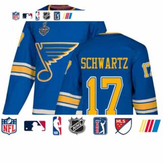 Blues #17 Jaden Schwartz Blue Alternate Authentic Stanley Cup Final Bound Stitched Hockey Jersey
