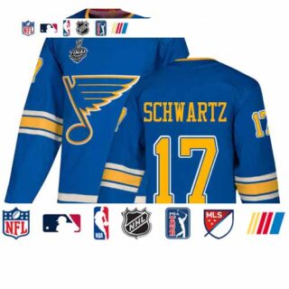 Blues #17 Jaden Schwartz Blue Alternate Authentic Stanley Cup Final Bound Stitched Youth Hockey Jersey