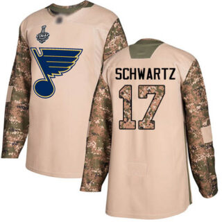 Blues #17 Jaden Schwartz Camo Authentic 2017 Veterans Day Stanley Cup Final Bound Stitched Youth Hockey Jersey