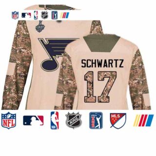 Blues #17 Jaden Schwartz Camo Authentic 2017 Veterans Day Stanley Cup Final Bound Women's Stitched Hockey Jersey
