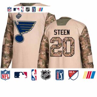 Blues #20 Alexander Steen Camo Authentic 2017 Veterans Day Stanley Cup Final Bound Stitched Hockey Jersey