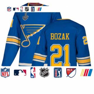Blues #21 Tyler Bozak Blue Alternate Authentic Stanley Cup Final Bound Stitched Hockey Jersey