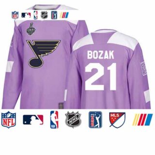 Blues #21 Tyler Bozak Purple Authentic Fights Cancer Stanley Cup Final Bound Stitched Hockey Jersey