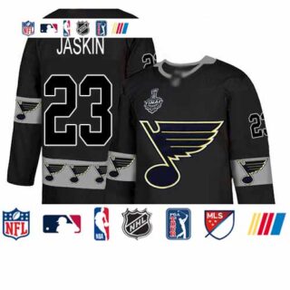 Blues #23 Dmitrij Jaskin Black Authentic Team Logo Fashion Stanley Cup Final Bound Stitched Hockey Jersey