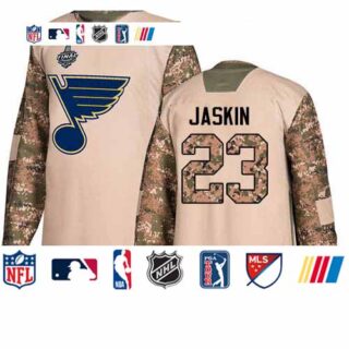 Blues #23 Dmitrij Jaskin Camo Authentic 2017 Veterans Day Stanley Cup Final Bound Stitched Hockey Jersey