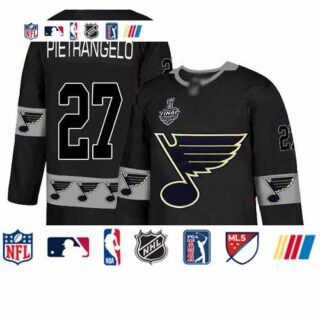 Blues #27 Alex Pietrangelo Black Authentic Team Logo Fashion Stanley Cup Final Bound Stitched Hockey Jersey