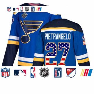 Blues #27 Alex Pietrangelo Blue Home Authentic USA Flag Stanley Cup Final Bound Stitched Youth Hockey Jersey