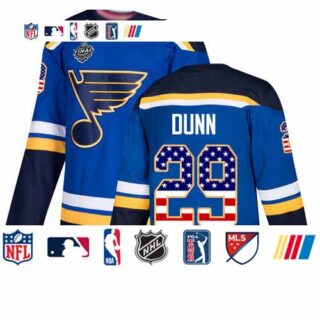 Blues #29 Vince Dunn Blue Home Authentic USA Flag Stanley Cup Final Bound Stitched Hockey Jersey