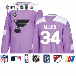 Blues #34 Jake Allen Purple Authentic Fights Cancer Stanley Cup Final Bound Stitched Hockey Jersey