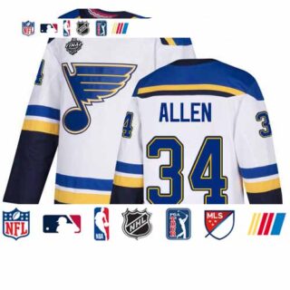 Blues #34 Jake Allen White Road Authentic Stanley Cup Final Bound Stitched Hockey Jersey