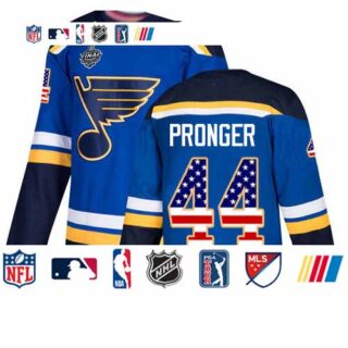 Blues #44 Chris Pronger Blue Home Authentic USA Flag Stanley Cup Final Bound Stitched Hockey Jersey