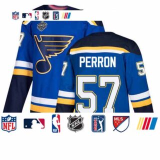 Blues #57 David Perron Blue Home Authentic Stanley Cup Final Bound Stitched Hockey Jersey