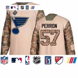 Blues #57 David Perron Camo Authentic 2017 Veterans Day Stanley Cup Final Bound Stitched Youth Hockey Jersey