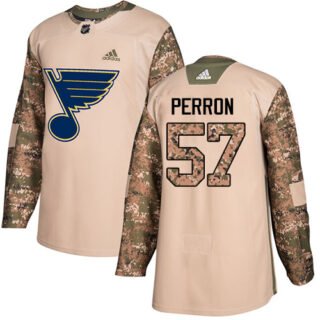 Blues #57 David Perron Camo Authentic 2017 Veterans Day Stitched Hockey Jersey
