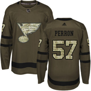 Blues #57 David Perron Green Salute to Service Stitched Hockey Jersey