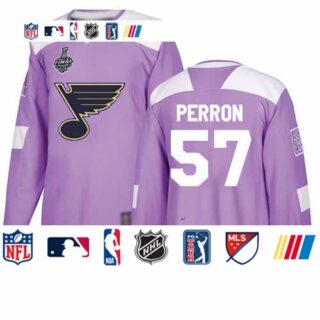Blues #57 David Perron Purple Authentic Fights Cancer Stanley Cup Final Bound Stitched Hockey Jersey
