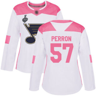 Blues #57 David Perron White Pink Authentic Fashion Stanley Cup Final Bound Women's Stitched Hockey Jersey