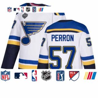 Blues #57 David Perron White Road Authentic Stanley Cup Final Bound Stitched Hockey Jersey