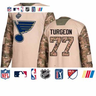 Blues #77 Pierre Turgeon Camo Authentic 2017 Veterans Day Stanley Cup Final Bound Stitched Hockey Jersey