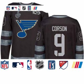 Blues #9 Shayne Corson Black 1917-2017 100th Anniversary Stanley Cup Final Bound Stitched Hockey Jersey