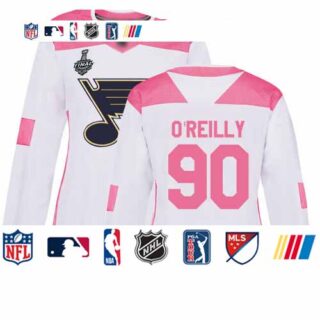 Blues #90 Ryan O'Reilly White Pink Authentic Fashion Stanley Cup Final Bound Women's Stitched Hockey Jersey
