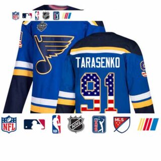 Blues #91 Vladimir Tarasenko Blue Home Authentic USA Flag Stanley Cup Final Bound Stitched Hockey Jersey