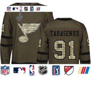 Blues #91 Vladimir Tarasenko Green Salute to Service Stanley Cup Final Bound Stitched Hockey Jersey