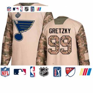 Blues #99 Wayne Gretzky Camo Authentic 2017 Veterans Day Stanley Cup Final Bound Stitched Hockey Jersey