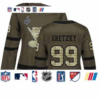 Blues #99 Wayne Gretzky Green Salute to Service Stanley Cup Final Bound Women's Stitched Hockey Jersey