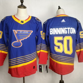 Blues 50 Jordan Binnington Blue Adidas Jersey