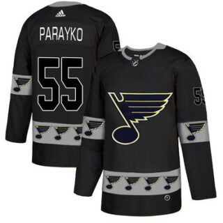 Blues 55 Colton Parayko Black Team Logos Fashion Adidas Jersey
