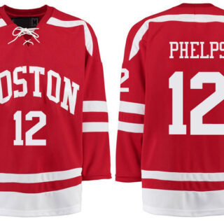 Boston University Terriers BU 12 Chase Phelps Red Stitched Hockey Jersey