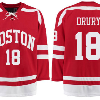 Boston University Terriers BU 18 Chris Drury Red Stitched Hockey Jersey