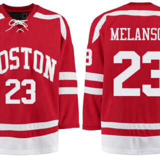 Boston University Terriers BU 23 Drew Melanson Red Stitched Hockey Jersey