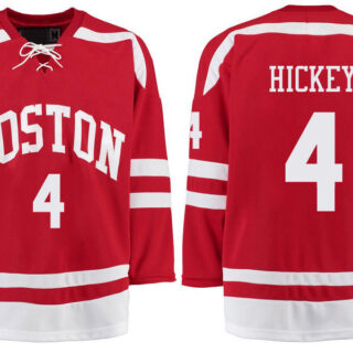 Boston University Terriers BU 4 Brandon Hickey Red Stitched Hockey Jersey