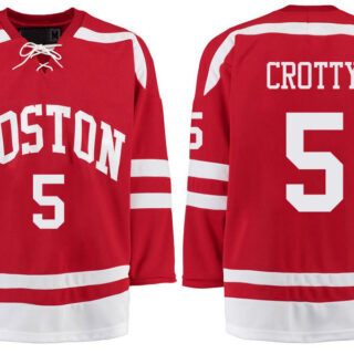 Boston University Terriers BU 5 Cam Crotty Red Stitched Hockey Jersey