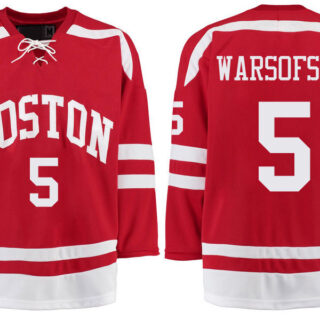 Boston University Terriers BU 5 David Warsofsky Red Stitched Hockey Jersey