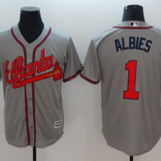 Braves 1 Ozzie Albies Gray Cool Base Jersey