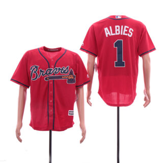 Braves 1 Ozzie Albies Red Cool Base Jersey
