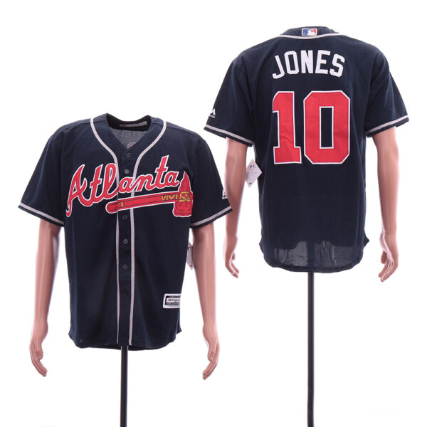Braves 10 Chipper Jones Navy Cool Base Jersey
